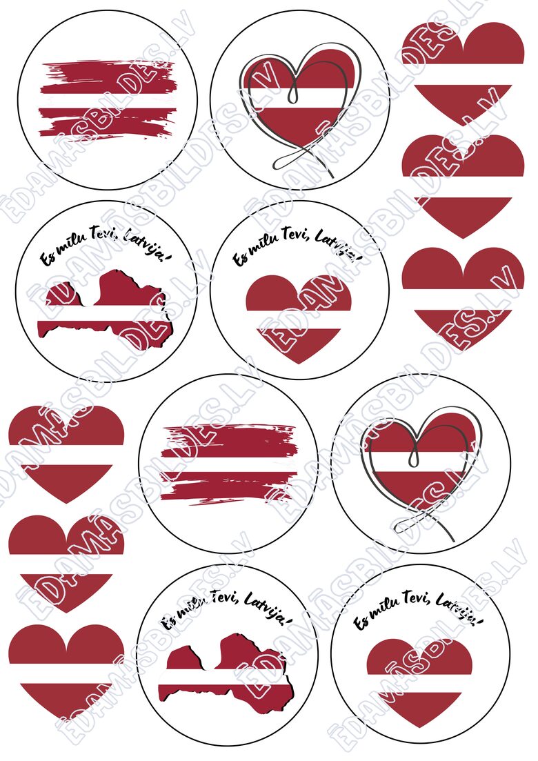 Chocolate Transfer Sheets "Mīlu Tevi Latvija!", 7 cm